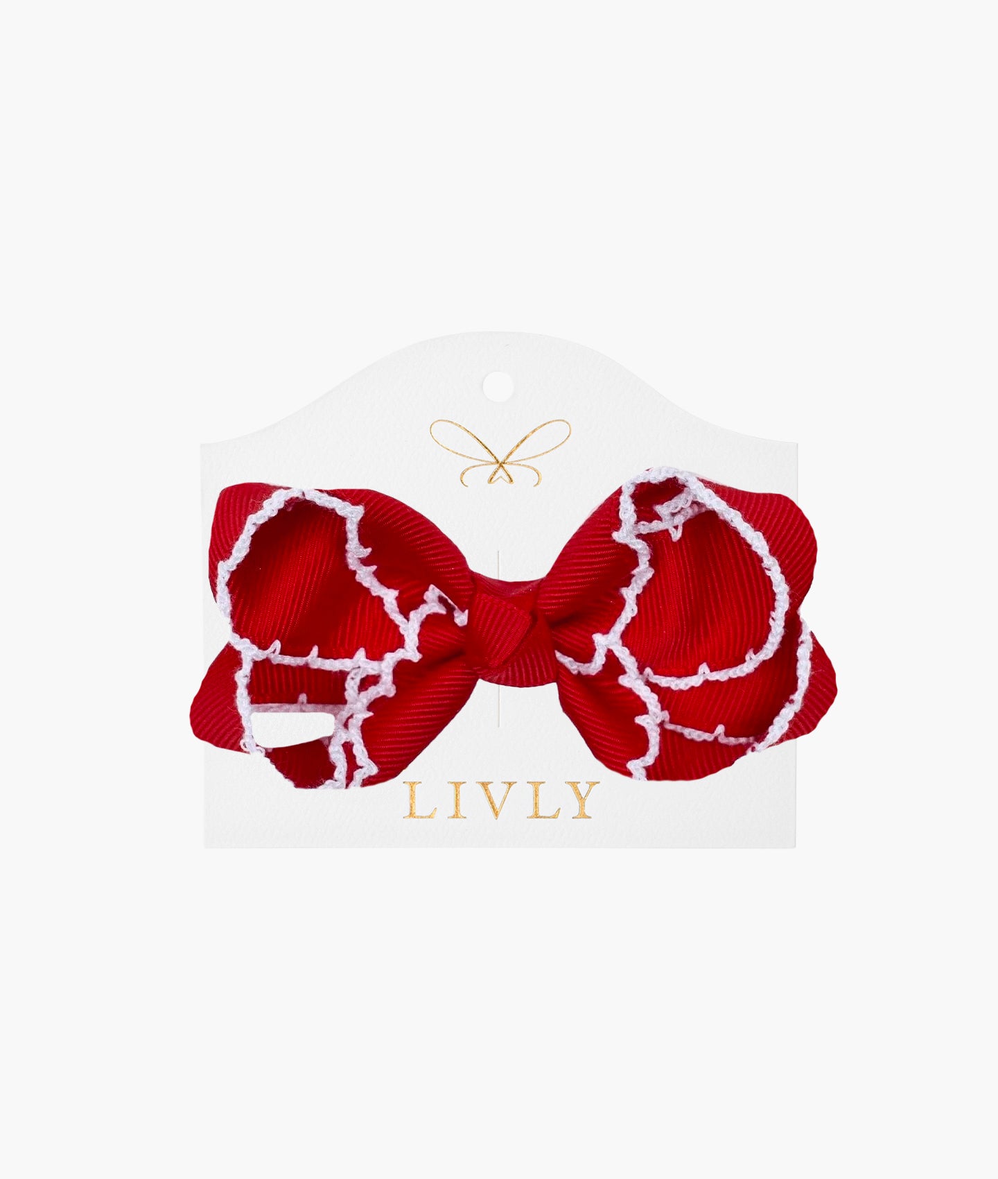 Medium Picot Bow Scarlet