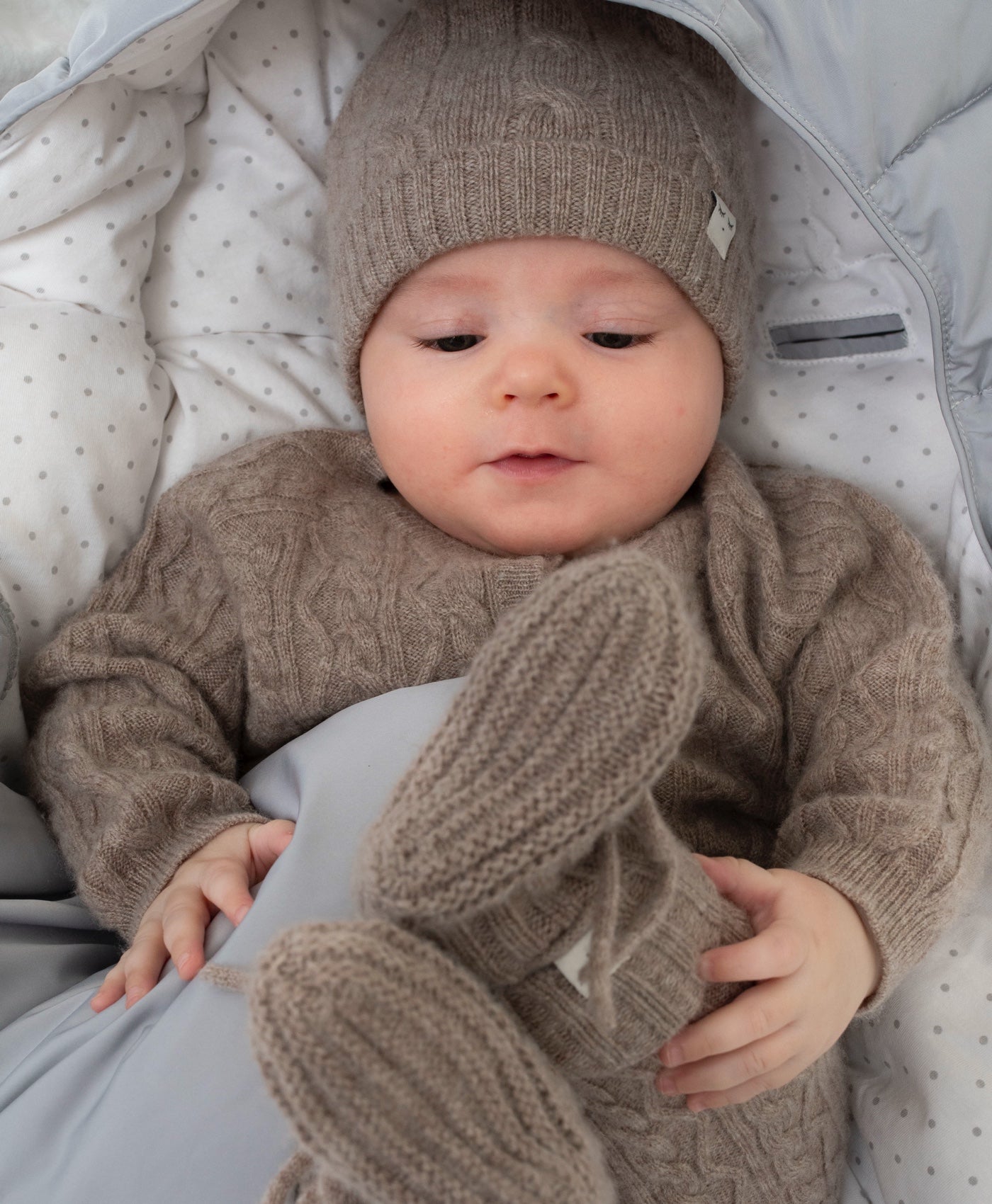 Zopfstrick-Kaschmirmütze