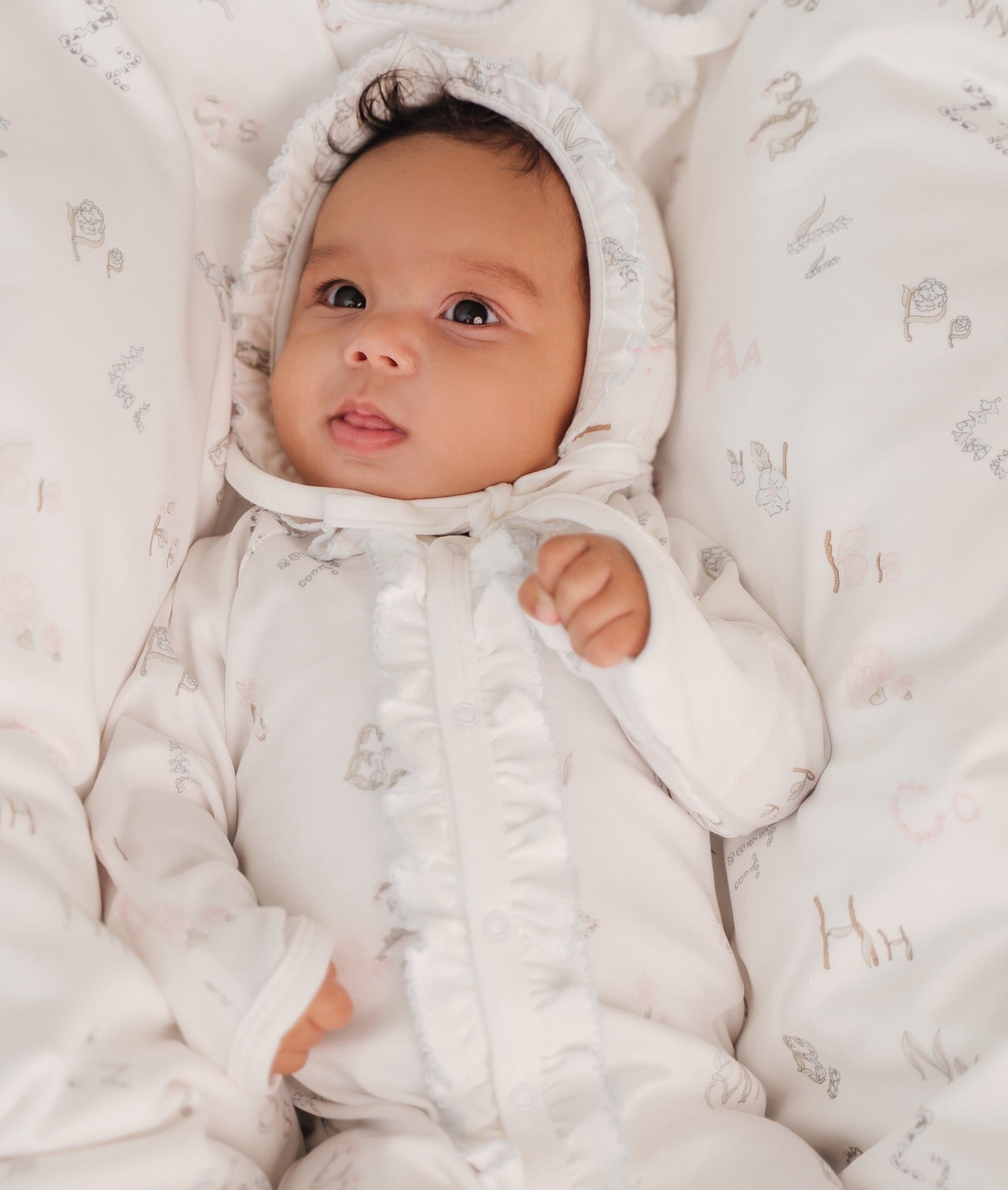 Alphabet Flowers Ruffled Hat